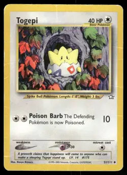 2000 Pokemon Togepi Uncommon Neo Genesis 51/111 Unlimited DMG - Image 1