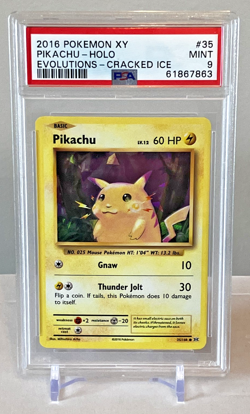 2016 Pokemon XY Evolutions Pikachu #35 Cracked Ice Holo PSA 9 MINT Theme Deck - Image 1