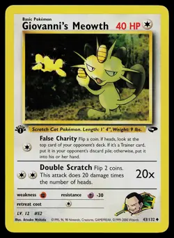 Pokemon Card - Giovanni's Meowth (43) Gym Challenge 43/132 1st Edition - Image 1