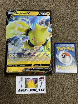 Pokemon TCG Regieleki V Sword & Shield SWSH280 Holo Jumbo Black Star Promo Rare - Image 1