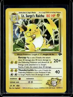 Pokemon Gym Challenge Lt. Surge's Raichu Holo 11/132 - Image 1