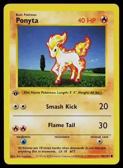Pokemon Card - Ponyta Base Set (Shadowless) 60/102 1st Edition - Image 1