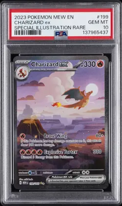 2023 POKEMON MEW EN-151 SPECIAL ILLUSTRATION RARE #199 CHARIZARD EX PSA 10 - Image 1