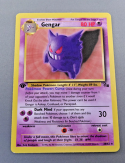 Gengar 20/62 Rare 1st Edition Fossil Series of Pokemon TCG from 1999 - Good cond - Image 1