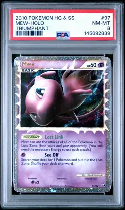 2010 POKEMON HEARTGOLD & SOULSILVER TRIUMPHANT #97 MEW-HOLO PSA 8 - Image 1