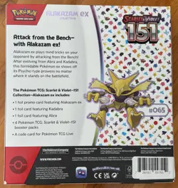 POKEMON TCG SCARLET & VIOLET 151 ALAKAZAM EX COLLECTION with 4 Booster Packs - Image 2
