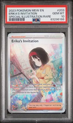 POKEMON 2023 2 Mew En 151 Special Illust Rare ERIKA'S INVITATION #203 PSA 10 - Image 1