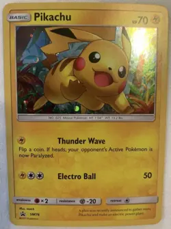 Pikachu SM76 Holographic Pokemon Card Fermi Bubbles Grading B- - Image 1