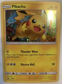 Pikachu SM76 Holographic Pokemon Card Fermi Bubbles Grading B- - Image 2