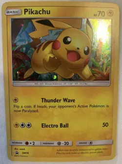 Pikachu SM76 Holographic Pokemon Card Fermi Bubbles Grading B- - Image 3