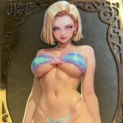 Goddess Story Gold METAL Card - Serial Number #/200! Anime Waifu Android 18 - Image 2