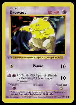 Pokemon Card - Drowzee Base Set (Shadowless) 49/102 1st Edition - Image 1