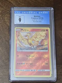 2019 Pokemon- Moltres 19/181 Sm-Team Up - Reverse Holo - CGC 9 MINT - Image 1