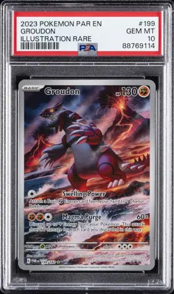 2023 POKEMON PAR EN-PARADOX RIFT ILLUSTRATION RARE #199 GROUDON PSA 10 - Image 1