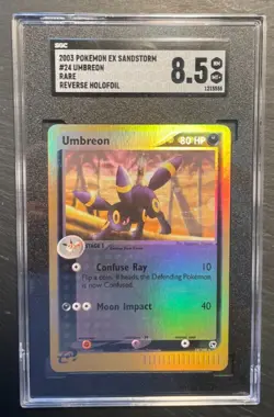 2003 Pokemon EX Sandstorm Umbreon Reverse Holo 24/100 SGC 8.5 Near Mint Rare - Image 1