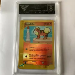 Pokemon card, Aquapolis Growlithe Rev Holo 80/147 graded 8 NM. - Image 1