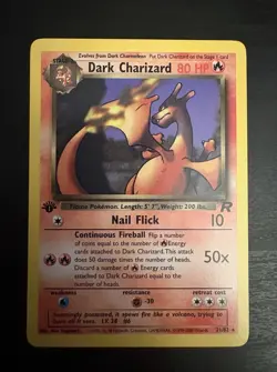 1st Edition Dark Charizard 21/82 CLEAN card NM Team Rocket Pokemon - Image 1