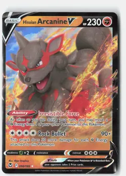 Hisuian Arcanine V 090/195 Holo V Rare Silver Tempest Pokemon Near Mint - Image 1