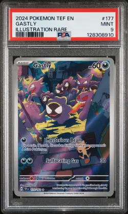 2024 POKEMON TEF EN-TEMPORAL FORCES ILLUSTRATION RARE #177 GASTLY PSA 9 - Image 1