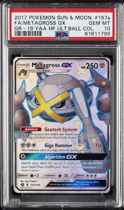 2017 POKEMON SUN & MOON GUARDIANS RISING #157A FULL ART/METAGROSS GX PSA 10 - Image 1