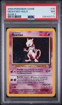 PSA 7 Pokemon Base Set II Mewtwo Holo Card – 10/130 NEAR-MINT (NM) - Image 3