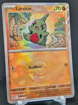 Pokemon Larvitar #047/131 English Prismatic Evolutions Master Ball Holo - Image 1