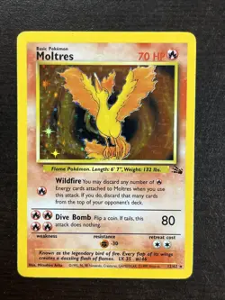 1999 Pokemon Fossil Moltres Holo 12/62 Free Shipping - Image 1