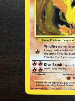 1999 Pokemon Fossil Moltres Holo 12/62 Free Shipping - Image 3
