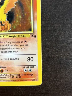 1999 Pokemon Fossil Moltres Holo 12/62 Free Shipping - Image 4