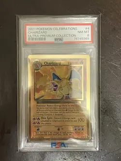 2021 POKEMON CELEBRATIONS ULTRA-PREMIUM COLLECTION METAL #4 CHARIZARD HOLO PSA 8 - Image 1