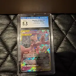 2019 POKEMON SUN & MOON UNIFIED MINDS #71 MEWTWO & MEW GX CGC 8.5 - Image 1