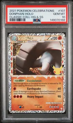 2021 POKEMON CELEBRATIONS CLASSIC COLLECTION #107 DONPHAN-HOLO PSA 10 - Image 1