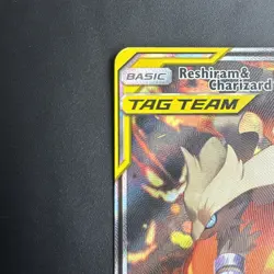 Pokemon TCG Reshiram Charizard GX Card Tag Team GX All Stars Sm201 Regular sized - Image 2