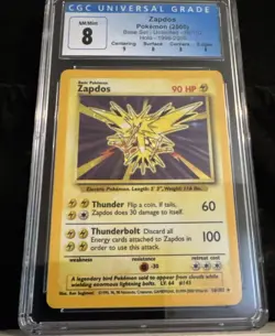 PSA 8 Zapdos Holo 16/102 Pokemon Game Base Set 1999/2000 4th print low pop 24 - Image 2