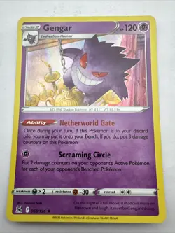 Pokemon TCG - Gengar - Rare Holo - Lost Origin - 66/196 *back Off Centre* Error - Image 1