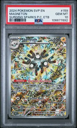 2024 POKEMON SURGING SPARKS POKEMON CENTER ETB PROMO SVP #159 MAGNETON PSA 10 - Image 1