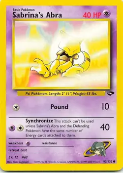 Sabrina's Abra 93/132 Gym Challenge Common LP Pokemon TCG - Image 1