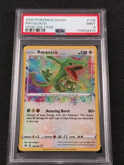 Rayquaza 138/185 Amazing Rare Vivid Voltage Pokemon PSA 9 - Image 1