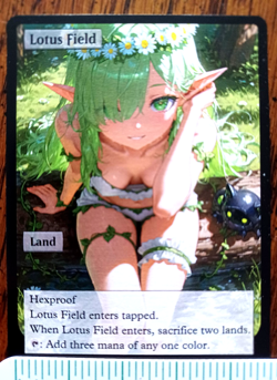 LOTUS FIELD : altered-art card for use with MTG etc. with sexy Elf girl! - Image 1