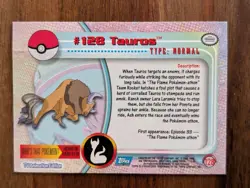 TAUROS Series 3 TV POKEMON Non-Holo 2000 TOPPS Trading Card #128 (Crease) - Image 2