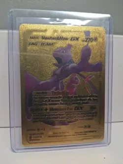 FAN ART! Mewtwo & Mew GX Tag Team Gold Foil Pokemon Card - Image 1