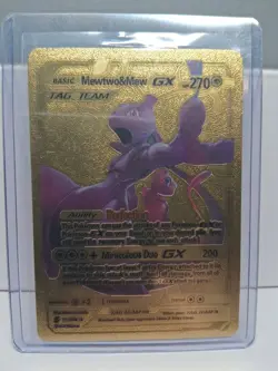 FAN ART! Mewtwo & Mew GX Tag Team Gold Foil Pokemon Card - Image 2