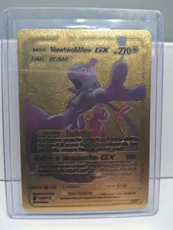 FAN ART! Mewtwo & Mew GX Tag Team Gold Foil Pokemon Card - Image 3