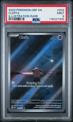 2023 POKEMON OBF EN-OBSIDIAN FLAMES ILLUSTRATION RARE #202 CLEFFA PSA 9 - Image 1