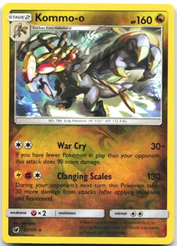 Kommo-o 77/111 Rare Crimson Invasion Pokemon Reverse Holo Near Mint - Image 1