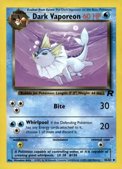 Dark Vaporeon #45/82 Team Rocket Near Mint or Better - Pokemon Card - Image 1