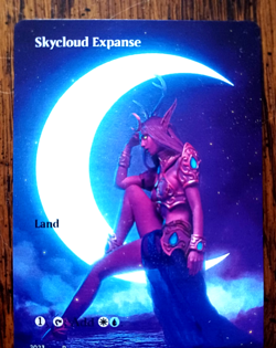 SKYCLOUD EXPANSE : altered-art card for MTG etc. with sexy Dark Elf girl! - Image 1