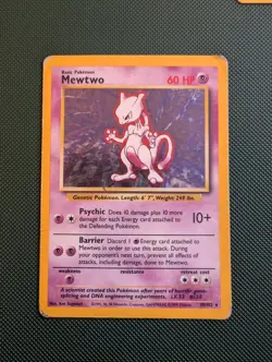 Pokemon Mewtwo TCG Holo Rare Card Base Set 10/102, WOTC 1999 - Image 1