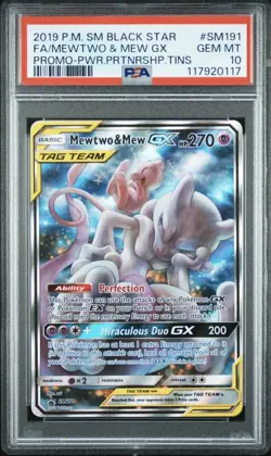 Pokemon TCG Mewtwo & Mew GX Tag Team Black Star Promo #SM191 PSA 10 Gem Mint - Image 1