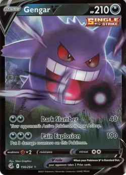 Pokemon 2021 Fusion Strike Gengar V #156/264 - Image 1